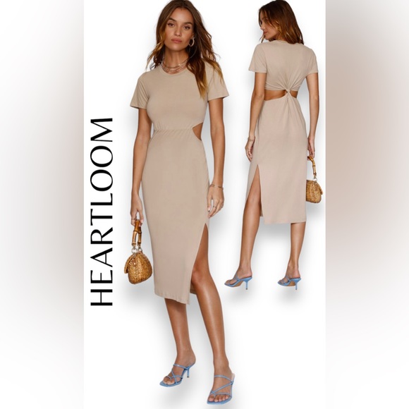 Heartloom Dresses & Skirts - NEW with tags Heartloom Bosca Cutout Slid Midi Dress Tan Taupe SOLD OUT SIZE 🛑
